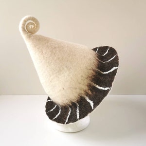Felted sauna hat, wool sauna hat, sauna cap, white brown sauna hat. Handmade to order