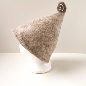 Felted beige natural wool sauna hat