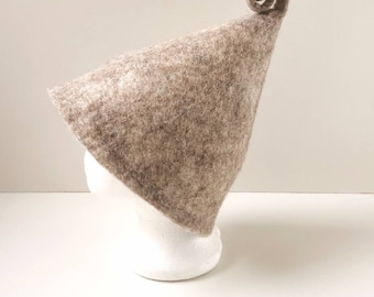 Gorro de sauna de lana natural beige afieltrado