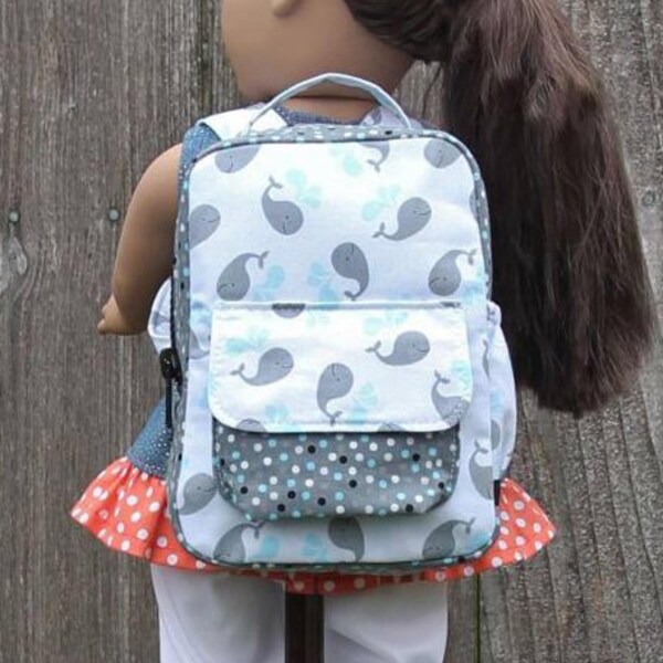 Whale Doll Backpack Fits 15 - 18 Inch Doll