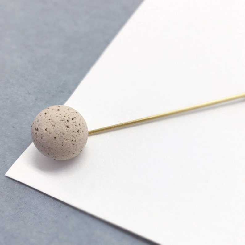 STUDY n.19 // Speckled stoneware ball pin // Minimal brooch image 1