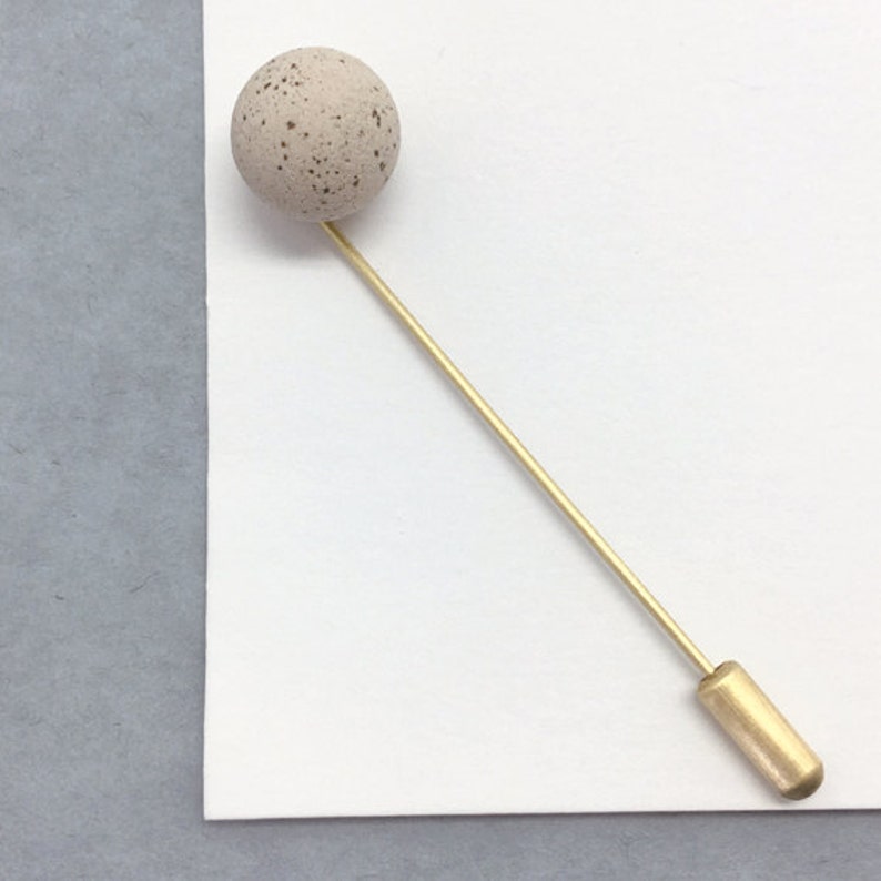 STUDY n.19 // Speckled stoneware ball pin // Minimal brooch image 3
