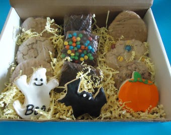 Halloween care package, Homemade Halloween treats, College care package, Halloween iced cookies, Gourmet Brownies,