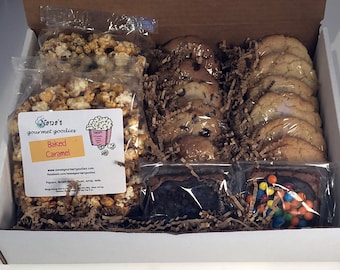 Nana's brownie cookie popcorn sampler care package