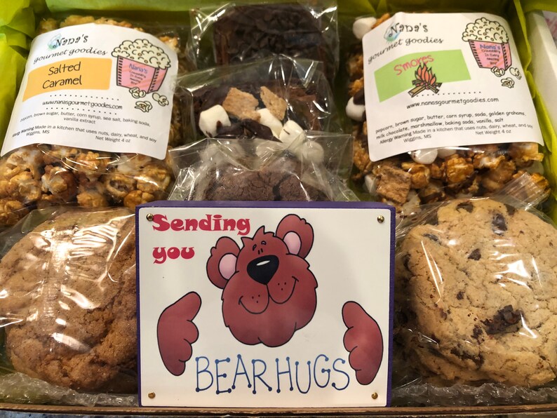 18 College Care Packages for Guys That Will Instantly Light Up His Day 10 bear hug care package filled with home baked goodies