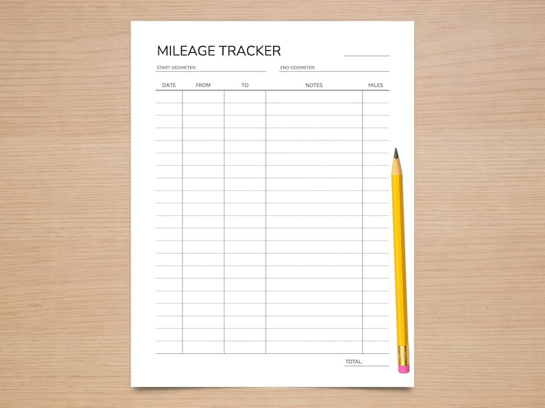 Distance Tracker Fill In Mileage Tracker Printable: Minimalist Trip Log (instant PDF Download, 5 ...
