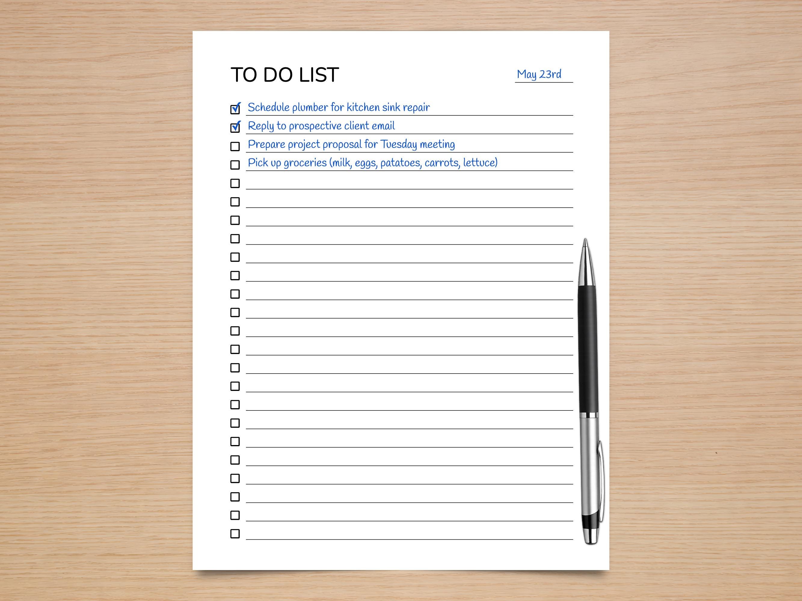 Task Size Paper To Do List Printable: Minimalist Daily Task Tracker (instant PDF ...