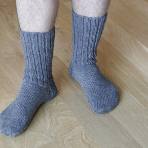 Gray 10” Heel-toe Knitted 100% Wool Boot Socks.  Men&#39;s Size.