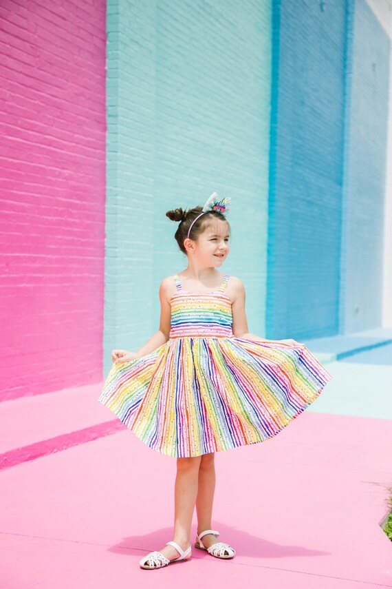 10yr girl Rainbow Celebration Dressgirls Tie Back Dressrainbow Birthday Dressgirls Rainbow Outfitgirls Sundressbaby Girl Dresssize 12 Month-10yr - Etsy