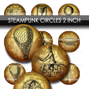 Collage Sheet - 2 Inch Rund - Digitaler Download - Viktorianischer Steampunk Satz mit 24 verschiedenen Designkreisen