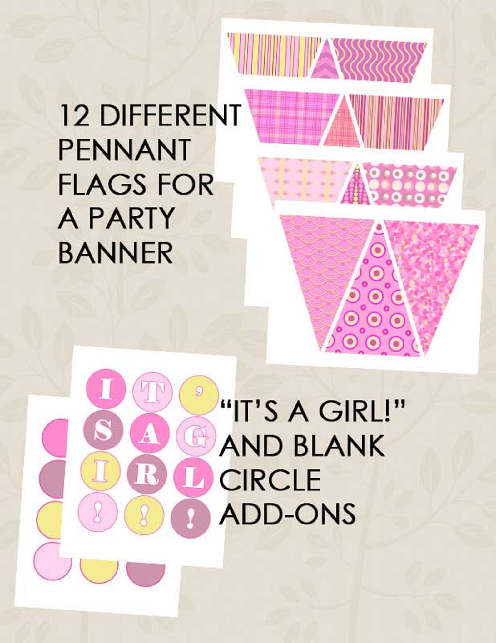 Its A Girl - Printable Party Pack - Newborn Pinks - Digital Download ...