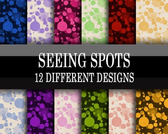 Scrapbook Paper - Digital Download - Spotted Pattern Printable Scrapbooking Papers - Instant Download 12 x 12 Inch Sheets