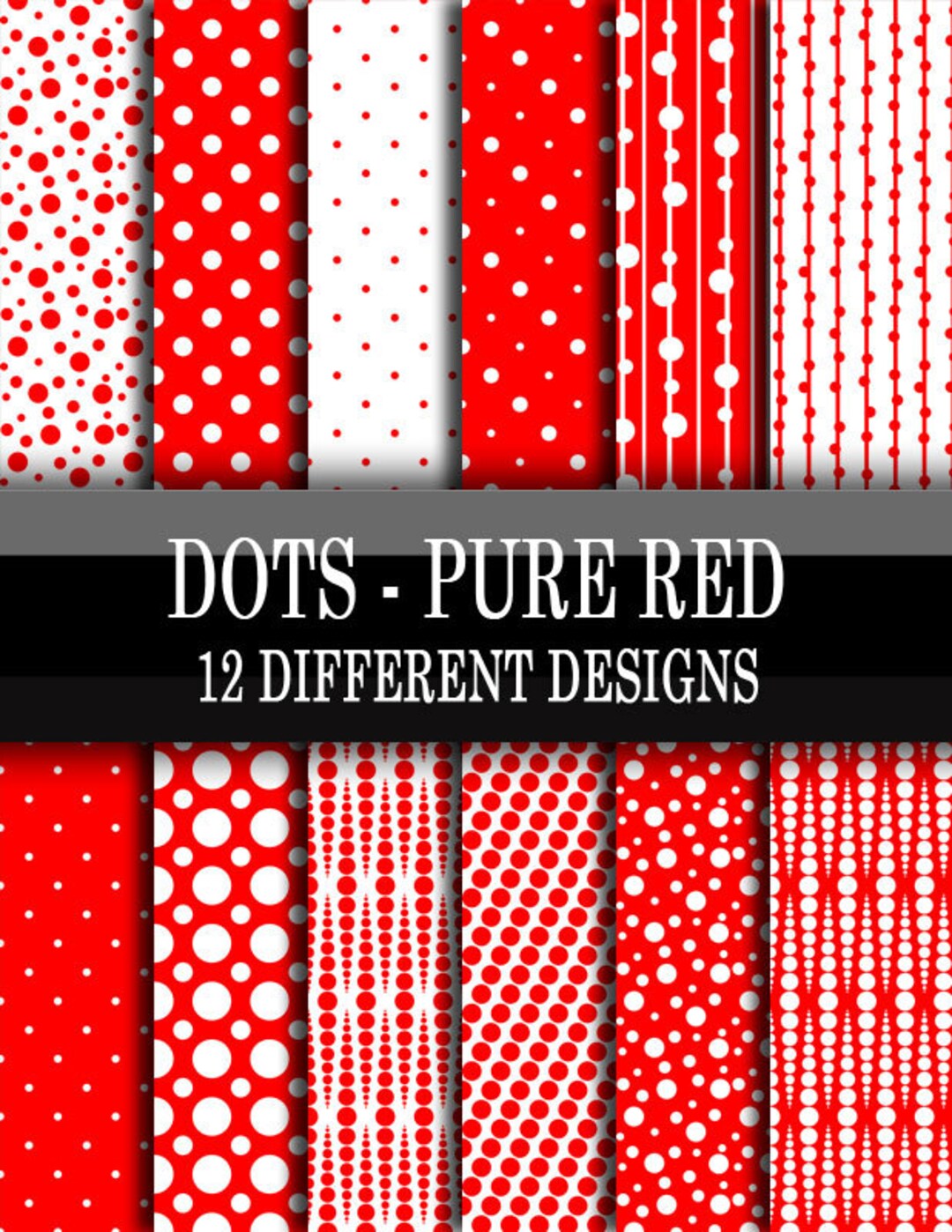 Scrapbooking Paper Basics - Polka Dot Patterns - Pure Red - 12 ...