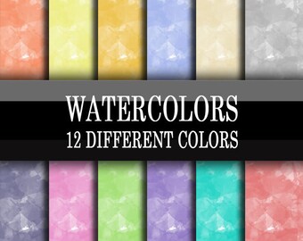 Scrapbook Paper - Digital Download - Watercolor Design Printable Scrapbooking Papers - Instant Download 12 x 12 Inch Sheets