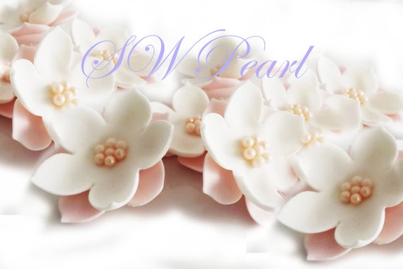 30 eleganti fiori di zucchero incastonati con palline di perle commestibili per  torte, cupcake, anniversario di matrimonio, compleanno -  Italia