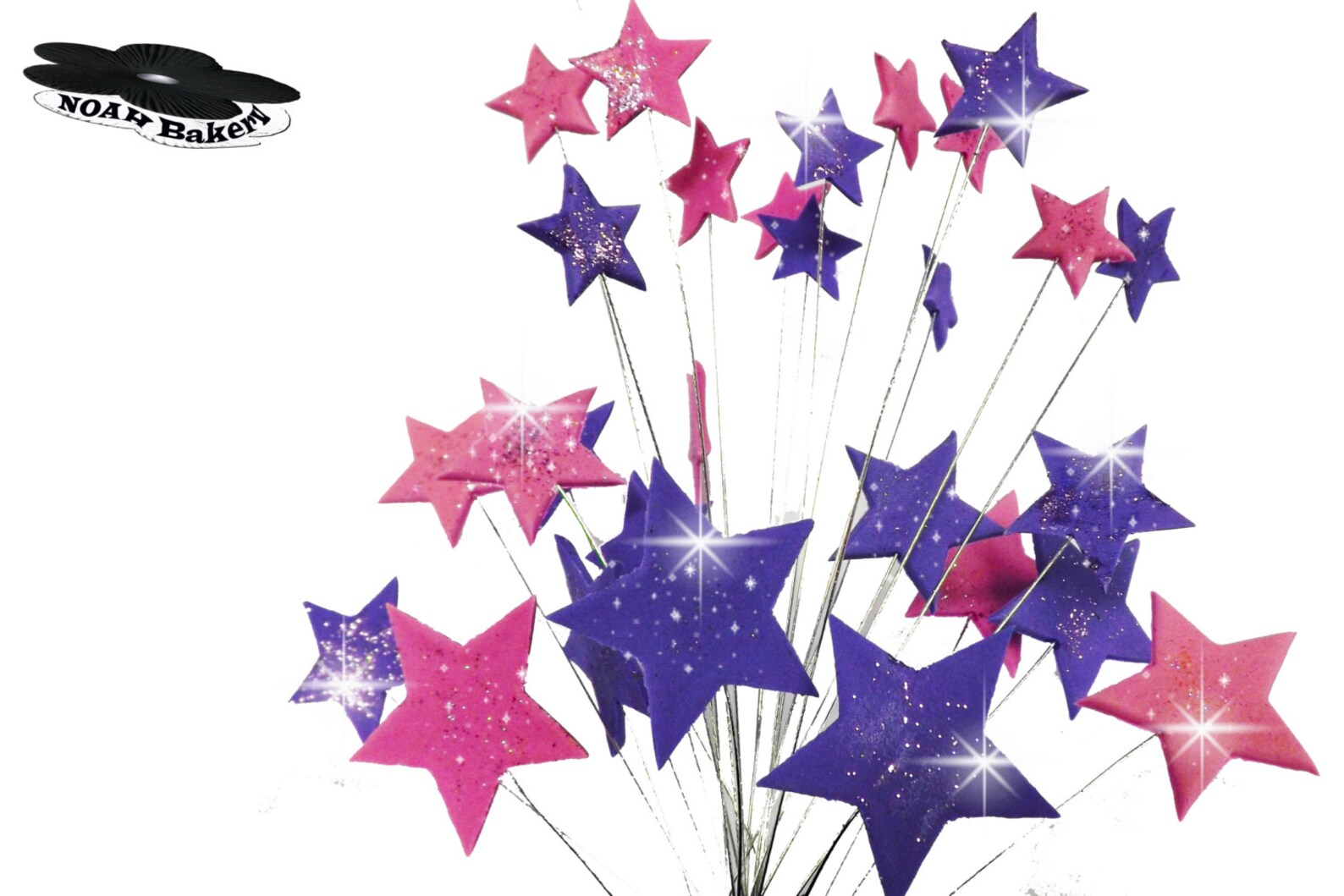 Wired Sugar Stars Various Size Glittering edible wedding Etsy