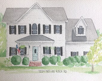 11x14 Custom house watercolor, custom house painting