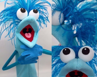 Puppet, hand and rod, with 3 feather plumes and 1 hand rod. Adult size.  |  Professional Hand Puppet. Monster Puppets Adults & professionals