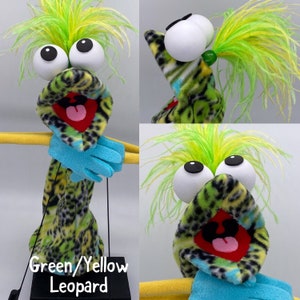 Puppet, hand and rod, with 1 feather plume and 2 hand rods. Adult size.  |  Professional Hand Puppet. Monster Puppets Adults & professionals