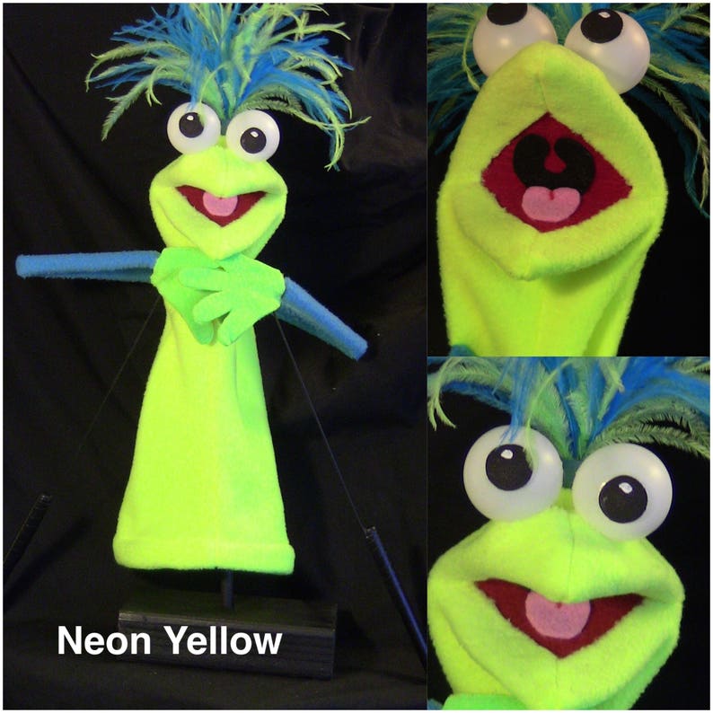 Puppet hand and rod with 1 feather plume and 2 hand rods. Etsy