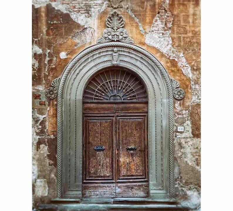 Lucca Italy Photograph Of Door Tuscan Archway Photography Tuscany Wall Art Wood Stone S Arch Vertical See Full Image