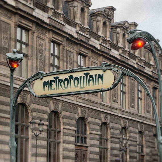 Paris Metropolitan Art Nouveau Subway Sign Photography, Parisian