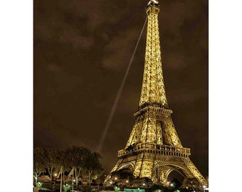 Paris Eiffel tower at night Photography, Photograph of Eiffel from Seine River, Wall Art, Paris lights, Boat, Beacon - Eiffel on the Seine