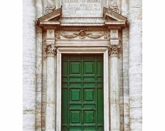 Rome Italy Ornate Green Marble Door Photograph, Wall Art, Home Decor, Travel, Wall Art - Roman Green Door (Vertical, See full image) -D