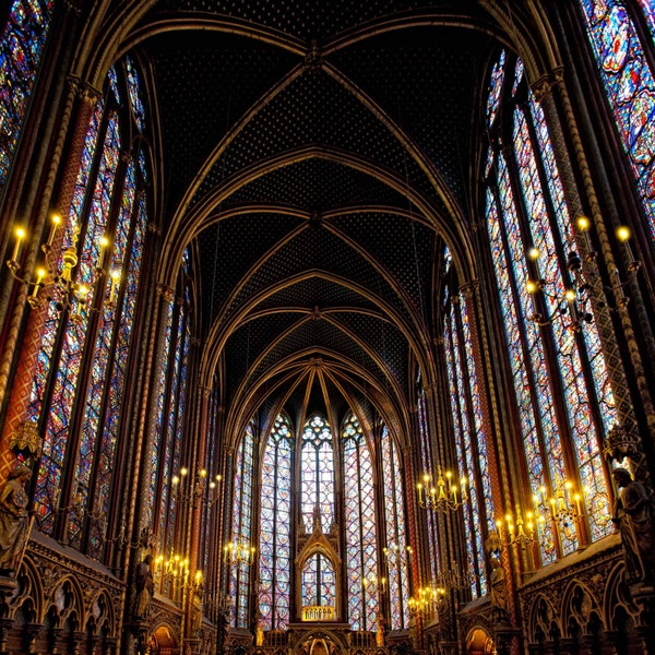 Paris Photography, France, Stained Glass, Gold, Light, Colorful, Sainte-Chapelle, Cathedral - The Jewel of Paris