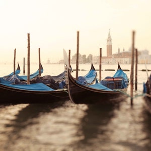 Venice Italy Gondola Photography, Italian Fine Art Photograph, Water, Boats, Wall Art, Home Decor, Vintage, Blue Gondolas of San Giorgio image 3