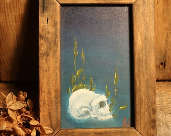 Memento Mori origineel olieverfschilderij, originele kunst, schedel