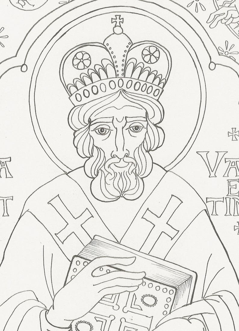 Saint Valentine Kleurplaat Pagina Afdrukbare Kunst Etsy