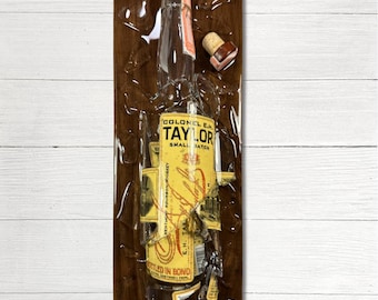 Arte com Garrafa Quebrada, Garrafa de Uísque Coronel E.H. Taylor, Decoração para Bar, Decoração para Casa