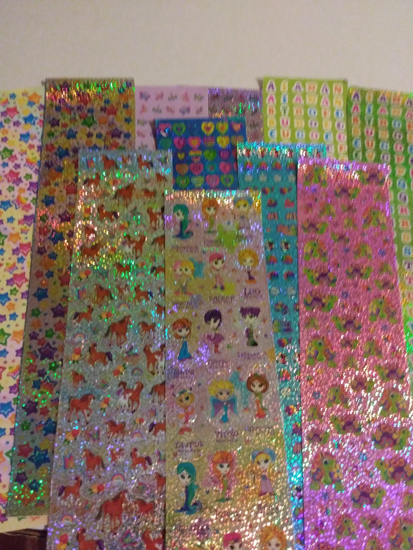 Lisa Frank Sticker Strips Holiday Character Zodiac Letter Etsy