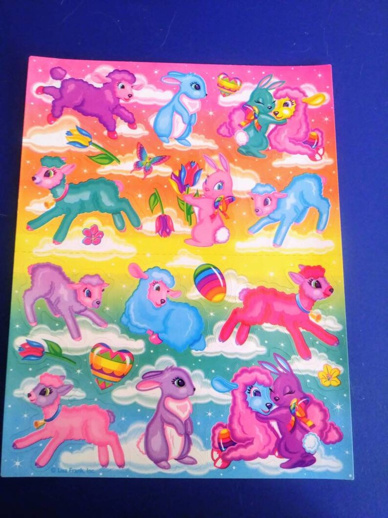 Vintage Lisa Frank Easter Sticker Sheets Holiday Bunny Sheep Etsy