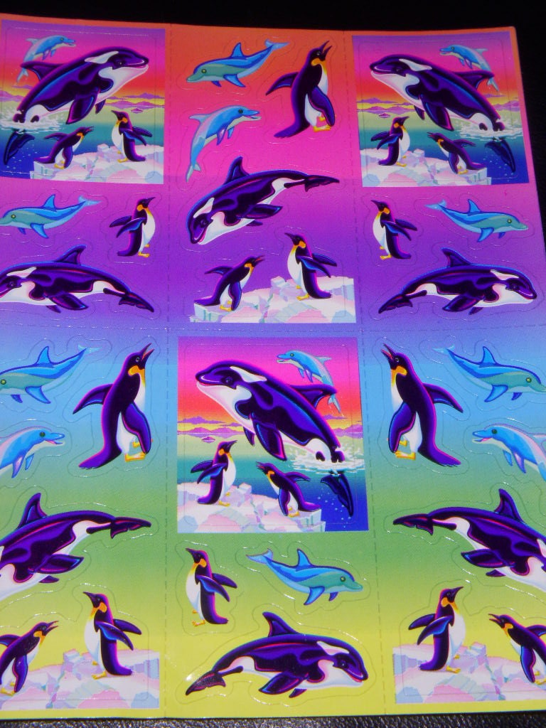 S269 Complete full sticker sheet Lisa Frank Max Splash the orca whale square shaped