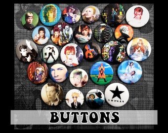 David Bowie Pin-back Buttons ~ 12-pack or 26-pack