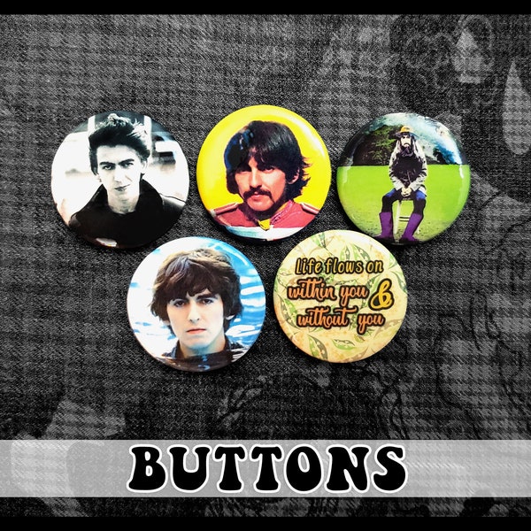 George Harrison Pin-back Buttons ~ 5-pack (1.25")