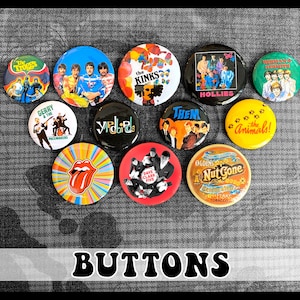 1960s British Invasion Pin-back Buttons ~ 12-pack