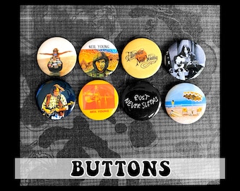 Neil Young Pin-back Buttons (3.25 Zoll) ~ 8er-Pack