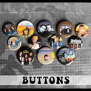 1960s Folk Rock Pin-back Buttons ~ 12-pack