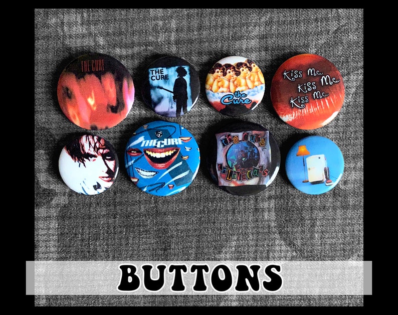 The Cure Pin back Buttons 8 pack Etsy The Cure Pin back Buttons 8 pack Etsy
