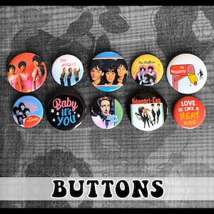 1960s Girl Groups Pin-back Buttons ~ 10-pack