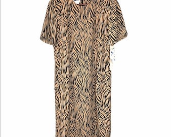 Leslie Fay Vintage Deadstock Tiger Print Dress 10P
