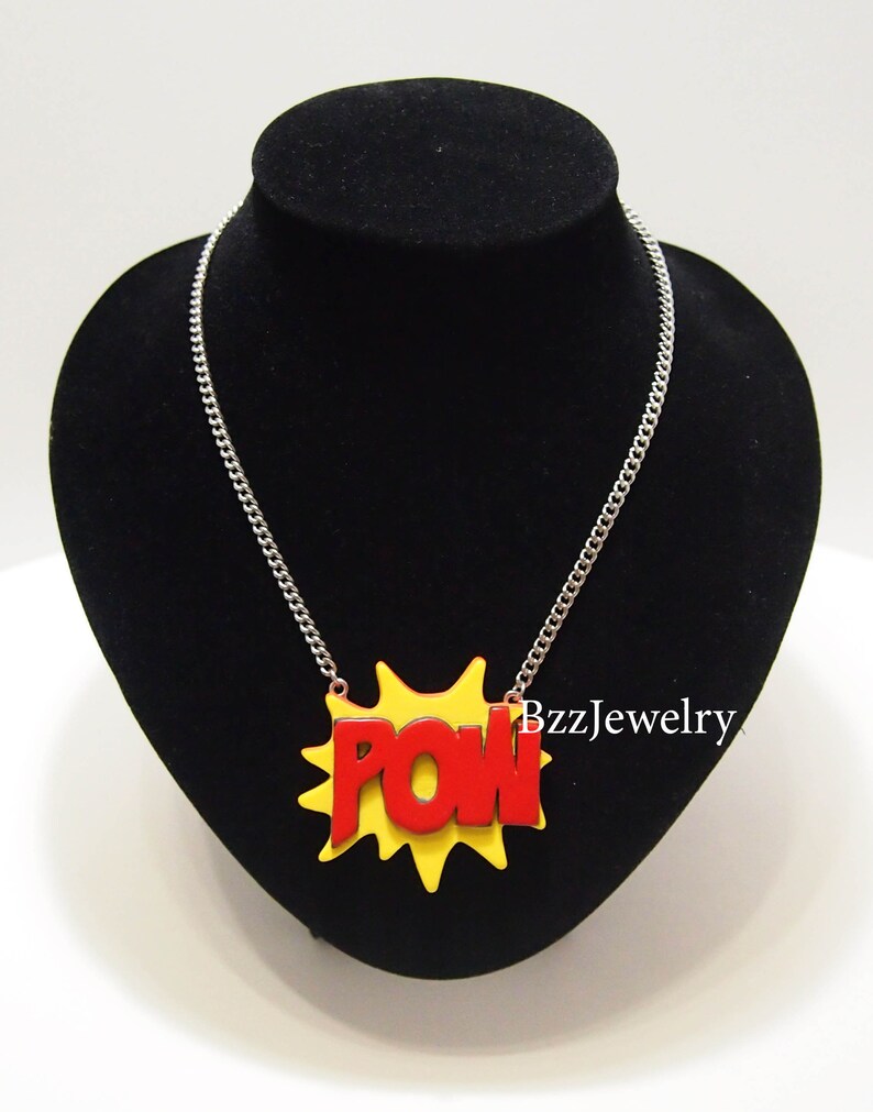 Pow necklace pop art style necklace chain pop art pendant Etsy