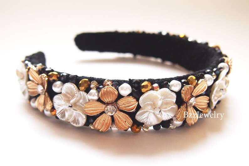 Black Baroque Headband Dolce Bead Embroidered Headpiece Bridal Etsy