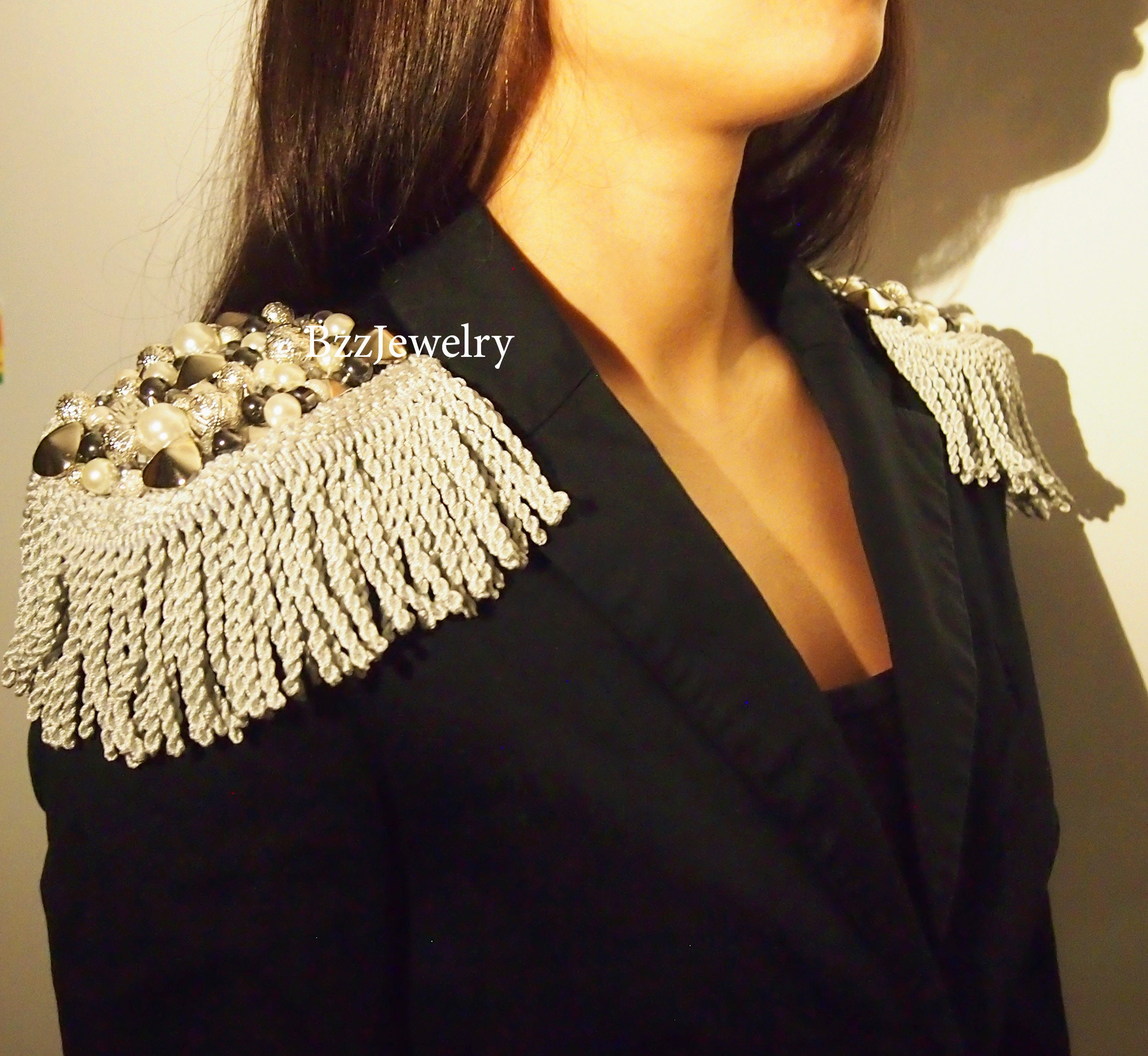 2 epaulette beaded embroidered epaulet shoulder jewelry Etsy