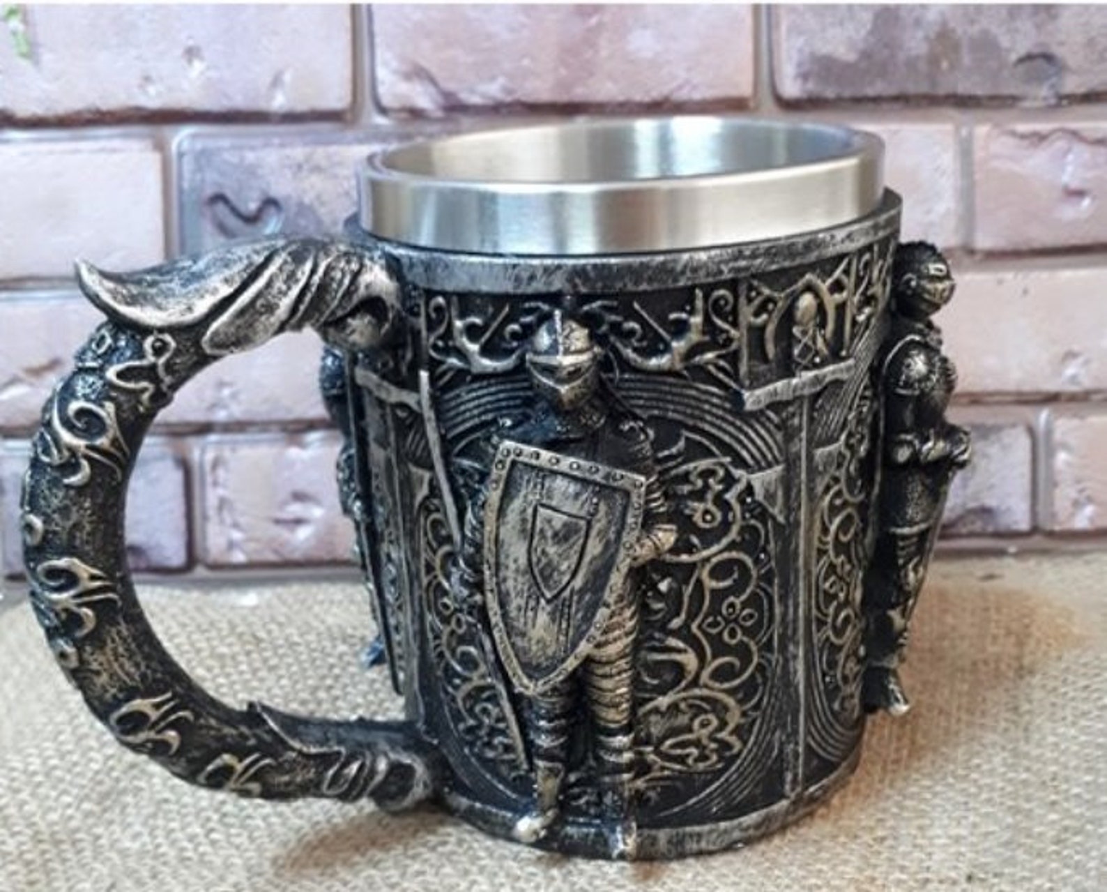 Knight Goblet Resin Stainless Steel Warrior Mug Retro Mug Beer Etsy