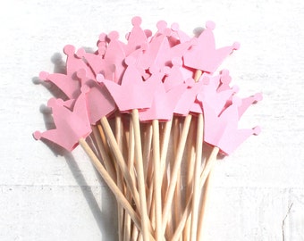 20 pink crown, Toothpicks crown, duchess kate, Double Sided Party Picks, Queen, Cupcake Topper, Baby Shower Decoration, Birthday Pick