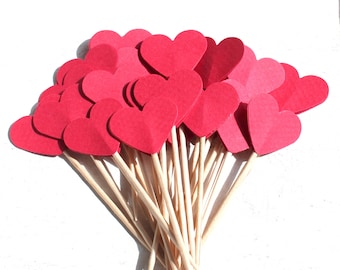 20 Toothpicks heart, Party Picks, Party pieces, Cupcake Topper, Baby Shower Decoration, Birthday Pick, valentin, red heart,